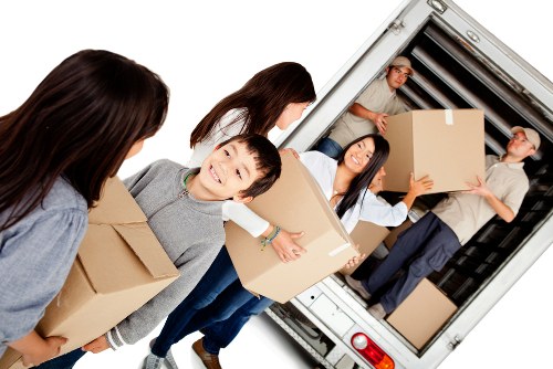 Removal team planning a move in Canary Wharf apartment building