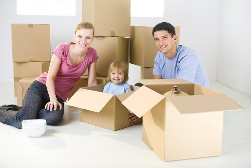 Loading furniture into a moving van near Canary Wharf