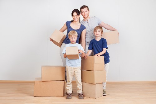 Packed household essentials ready for removals in Canary Wharf