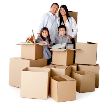 Packed boxes and furniture ready for a Canary Wharf relocation